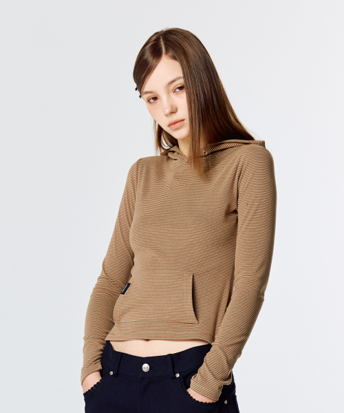 LARTIGENT(ラーティゼン)の「L15 SLIM LONG HOOD TEE(BROWN)(パーカー・レディース・その他・FREE)」の3枚目の写真