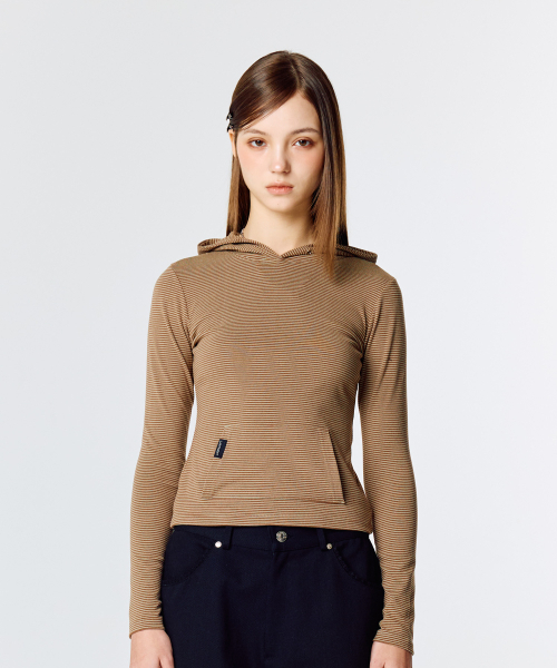 LARTIGENT(ラーティゼン)の「L15 SLIM LONG HOOD TEE(BROWN)(パーカー・レディース・その他・FREE)」の5枚目の写真