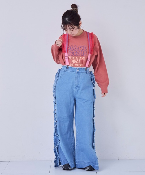 MARKEY'S（マーキーズ）の「デニムサイドフリルバギーパンツ/おとな（デニムパンツ・レディース・ネイビー/ライトブルー・160cm）」の2枚目の写真
