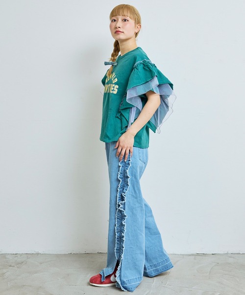 MARKEY'S（マーキーズ）の「デニムサイドフリルバギーパンツ/おとな（デニムパンツ・レディース・ネイビー/ライトブルー・160cm）」の11枚目の写真