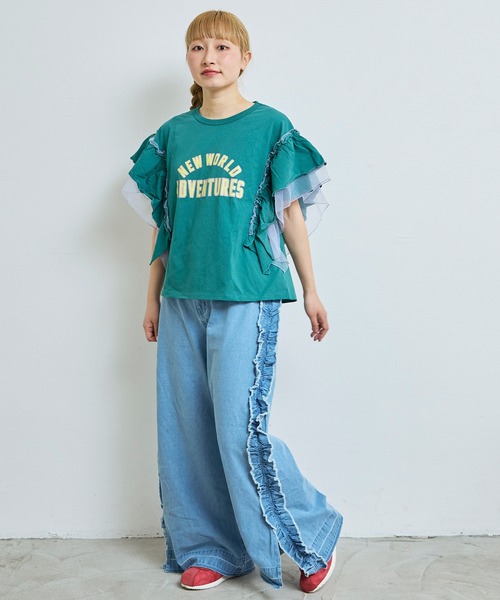 MARKEY'S（マーキーズ）の「デニムサイドフリルバギーパンツ/おとな（デニムパンツ・レディース・ネイビー/ライトブルー・160cm）」の12枚目の写真