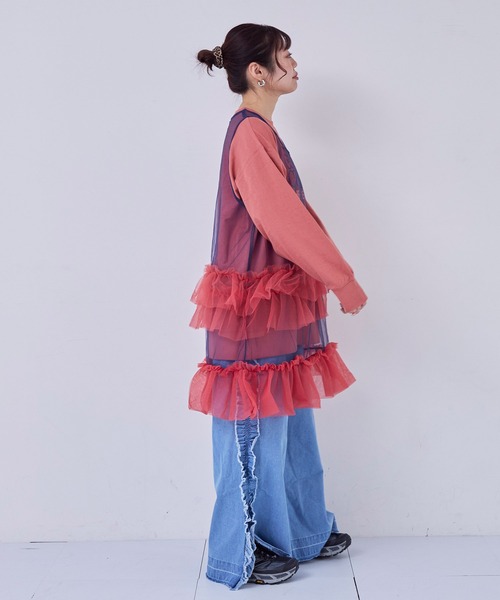 MARKEY'S（マーキーズ）の「デニムサイドフリルバギーパンツ/おとな（デニムパンツ・レディース・ネイビー/ライトブルー・160cm）」の7枚目の写真