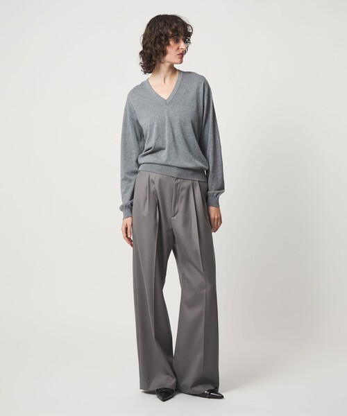 6(ROKU)＞ コットン ピコット Vネック ニット（ニット/セーター）｜6