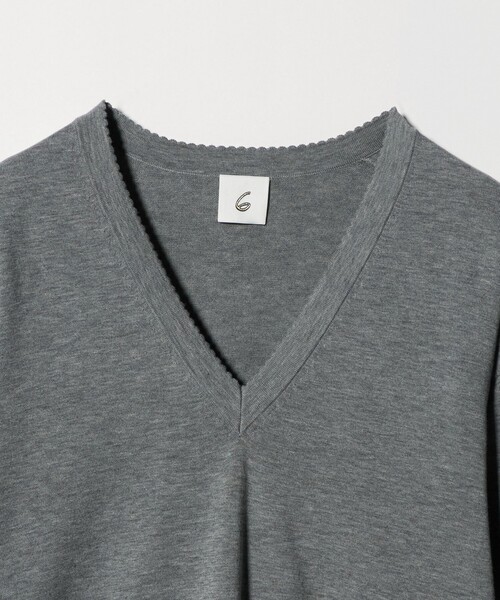 6（ロク）の「＜6(ROKU)＞ コットン ピコット  Vネック ニット（ニット/セーター・レディース・グレー系/イエロー・FREE）」の7枚目の写真