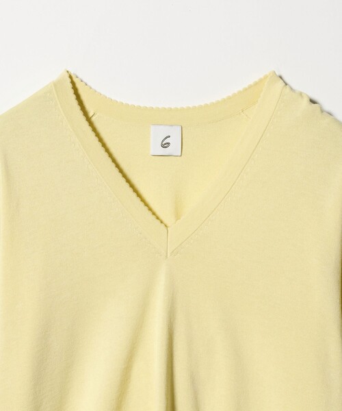 6（ロク）の「＜6(ROKU)＞ コットン ピコット  Vネック ニット（ニット/セーター・レディース・グレー系/イエロー・FREE）」の14枚目の写真