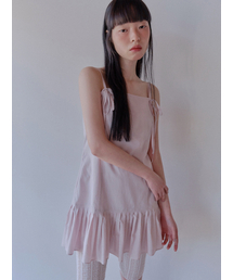 Slip Pleats Mini Dress Pink