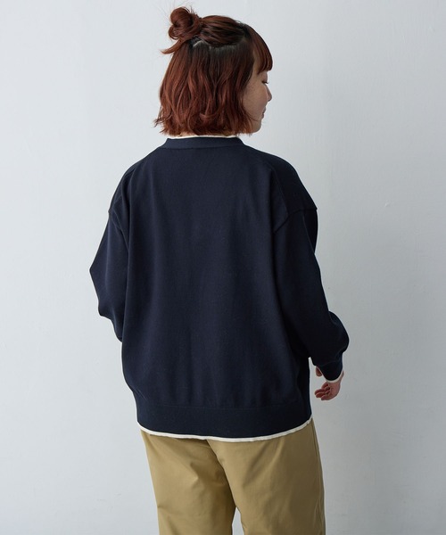 anyfee(エニフィー)の「【anyfee/大きいサイズ】スウェットライク配色ラインカーディガン(2026SS)(カーディガン/ボレロ・レディース・ベージュ/ネイビー・LL/3L/4L/5L)」の21枚目の写真