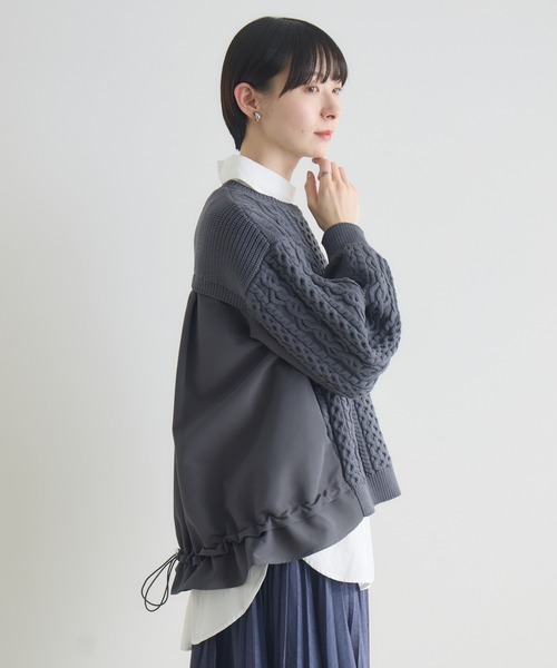 Paradise Picnic(パラダイスピクニック)の「ケーブル柄布帛プルオーバー(ニット/セーター・レディース・ベージュ/チャコールグレー・FREE)」の15枚目の写真