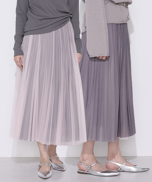 COMME CA(コムサ)の「ソフトチュール×ウーリー分繊トリコット広巾 スカート(スカート・レディース・ピンク・9号/7号/11号)」の2枚目の写真