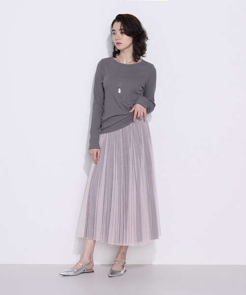 COMME CA(コムサ)の「ソフトチュール×ウーリー分繊トリコット広巾 スカート(スカート・レディース・ピンク・9号/7号/11号)」の3枚目の写真