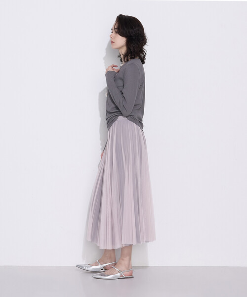 COMME CA(コムサ)の「ソフトチュール×ウーリー分繊トリコット広巾 スカート(スカート・レディース・ピンク・9号/7号/11号)」の4枚目の写真