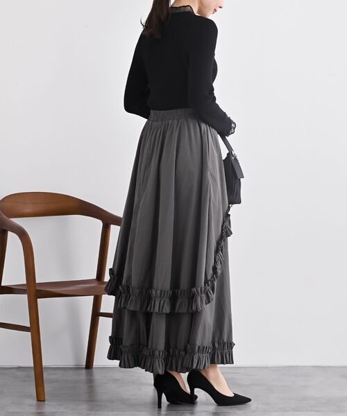 rps(アールピーエス)の「フリルアシメトリーレイヤースカート(スカート・レディース・ブラック/チャコールグレー・フリー)」の5枚目の写真