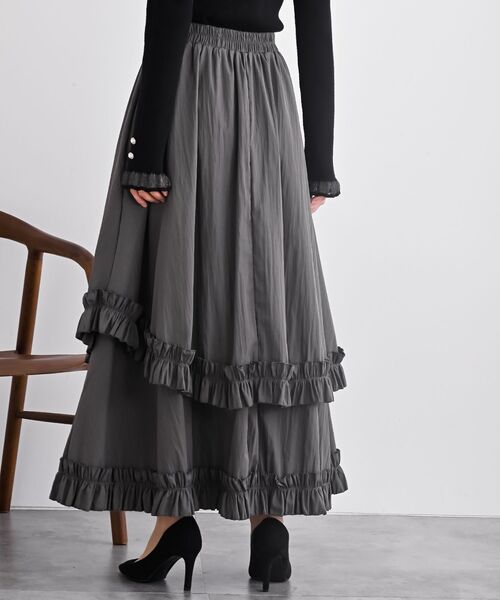 rps(アールピーエス)の「フリルアシメトリーレイヤースカート(スカート・レディース・ブラック/チャコールグレー・フリー)」の7枚目の写真