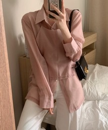 シャツ×ベスト レイヤードトップス