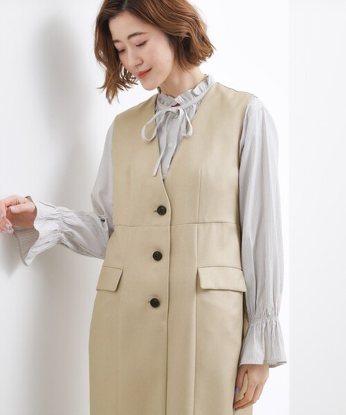 grove(グローブ)の「高評価!【一枚着/ジレ】着回しできるトレンチライクジャンドレ(ワンピース・レディース・ネイビー/ベージュ/ブルー・02/01/05/04/03)」の5枚目の写真