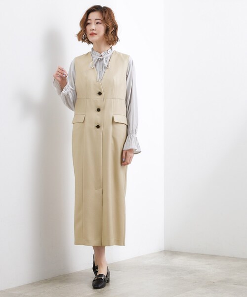 grove(グローブ)の「高評価!【一枚着/ジレ】着回しできるトレンチライクジャンドレ(ワンピース・レディース・ネイビー/ベージュ/ブルー・02/01/05/04/03)」の7枚目の写真