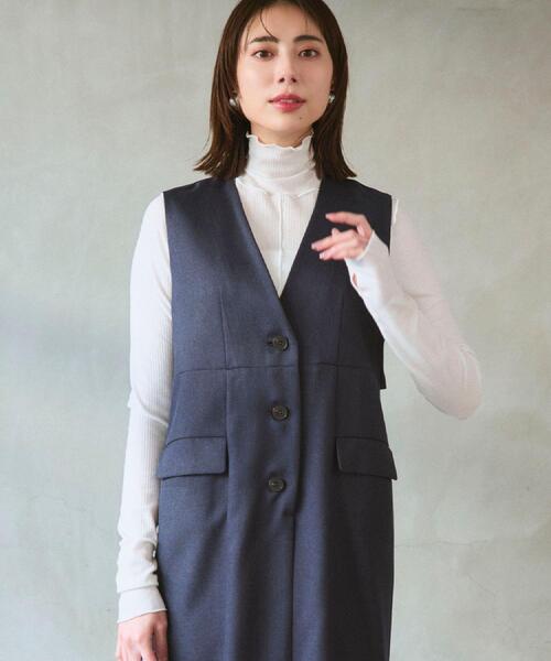 grove(グローブ)の「高評価!【一枚着/ジレ】着回しできるトレンチライクジャンドレ(ワンピース・レディース・ネイビー/ベージュ/ブルー・02/01/05/04/03)」の9枚目の写真