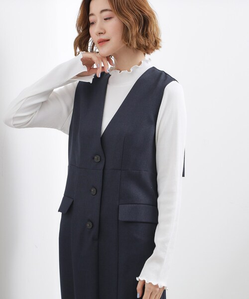 grove(グローブ)の「高評価!【一枚着/ジレ】着回しできるトレンチライクジャンドレ(ワンピース・レディース・ネイビー/ベージュ/ブルー・02/01/05/04/03)」の11枚目の写真