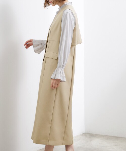 grove(グローブ)の「高評価!【一枚着/ジレ】着回しできるトレンチライクジャンドレ(ワンピース・レディース・ネイビー/ベージュ/ブルー・02/01/05/04/03)」の20枚目の写真