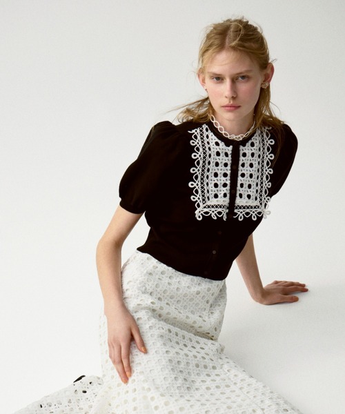 CELFORD(セルフォード)の「【UVカット】ビブヨークレースカーディガン(カーディガン/ボレロ・レディース・ブラック/グレー・F)」の2枚目の写真