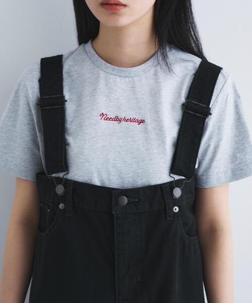 NEEDBY heritage(ニードバイヘリテージ)の「NEEDBY heritage|CROPPED TEE(Tシャツ/カットソー・レディース・グレー/ホワイト・00)」の2枚目の写真