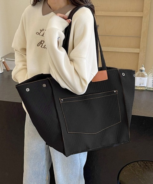 Miniministore（ミニミニストア）の「トートバッグ 軽量 2wayバッグ A4（トートバッグ・レディース・ブルーグレー/ブラック/ミント/ベージュ・FREE）」の2枚目の写真