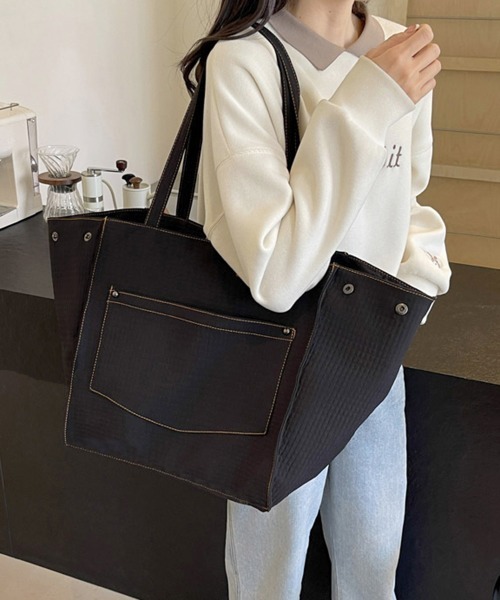 Miniministore（ミニミニストア）の「トートバッグ 軽量 2wayバッグ A4（トートバッグ・レディース・ブルーグレー/ブラック/ミント/ベージュ・FREE）」の8枚目の写真