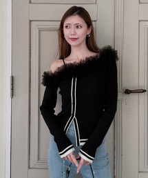 ROYAL PARTY（ロイヤルパーティー）の「ワンショルチュール配色ニットトップス（ニット/セーター）」