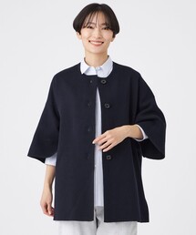 【ウォッシャブル】コットンブレンドニットコート