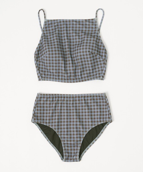 green label relaxing（グリーンレーベルリラクシング）の「ハイネックビスチェ チェック柄 A スイムウェア / 水着（水着・レディース・コバルトブルー/ワインレッド・FREE）」の12枚目の写真