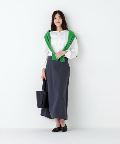 human woman(ヒューマンウーマン)の「◆【ウォッシャブル】インドキルトヨークノーカラーブラウス(シャツ/ブラウス・レディース・カーキ/ホワイト・MEDIUM)」の11枚目の写真