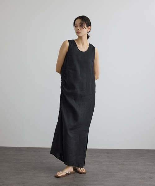 SALON adam et rope'（サロン アダム エ ロペ）の「リネンドロストノースリーブワンピース / GENTLE LINEN（ワンピース・レディース・ピンク/ブラック/グレー・FREE）」の16枚目の写真