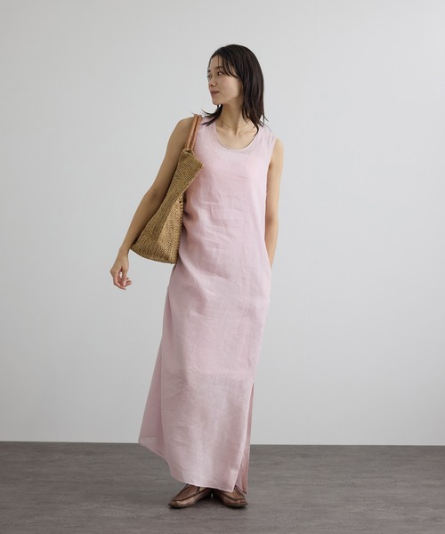 SALON adam et rope'（サロン アダム エ ロペ）の「リネンドロストノースリーブワンピース / GENTLE LINEN（ワンピース・レディース・ピンク/ブラック/グレー・FREE）」の19枚目の写真