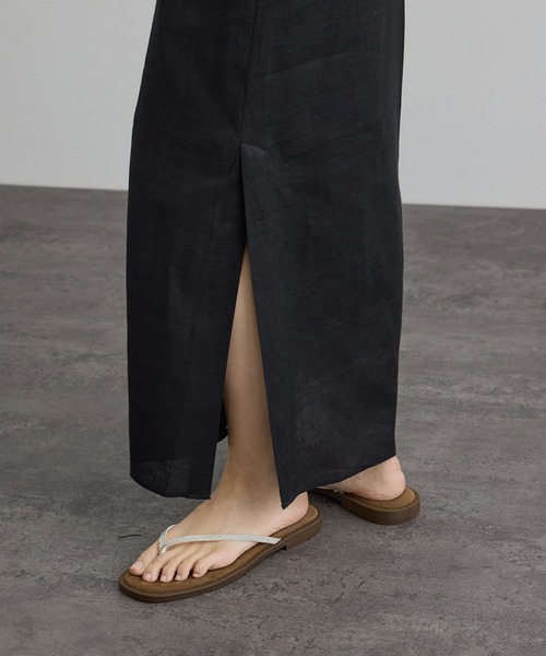 SALON adam et rope'（サロン アダム エ ロペ）の「リネンドロストノースリーブワンピース / GENTLE LINEN（ワンピース・レディース・ピンク/ブラック/グレー・FREE）」の22枚目の写真