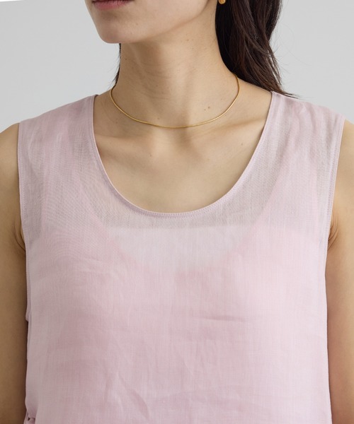 SALON adam et rope'（サロン アダム エ ロペ）の「リネンドロストノースリーブワンピース / GENTLE LINEN（ワンピース・レディース・ピンク/ブラック/グレー・FREE）」の5枚目の写真