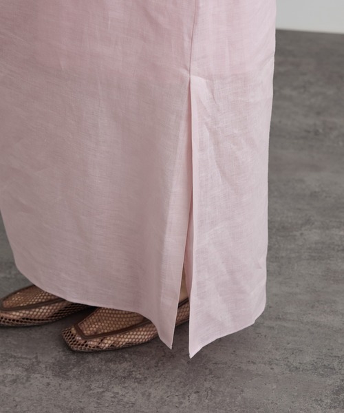 SALON adam et rope'（サロン アダム エ ロペ）の「リネンドロストノースリーブワンピース / GENTLE LINEN（ワンピース・レディース・ピンク/ブラック/グレー・FREE）」の8枚目の写真