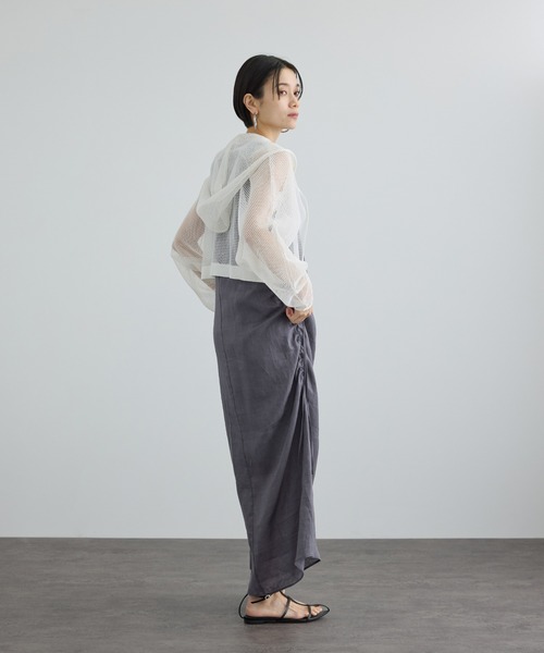 ハンドメイド作家さま☆リネン ドロストオーバーワンピース リネンドロストノースリーブワンピース / GENTLE LINEN（ワンピース