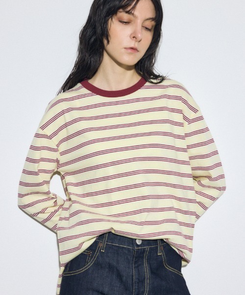 AZUL by moussy（アズールバイマウジー）の「マルチボーダー長袖トップス（Tシャツ/カットソー・レディース・ブラック系その他/ブルー系その他/イエロー系その他・FREE）」の3枚目の写真