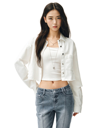 Cropped Damage Denim Shirts DCWSH004WHITE