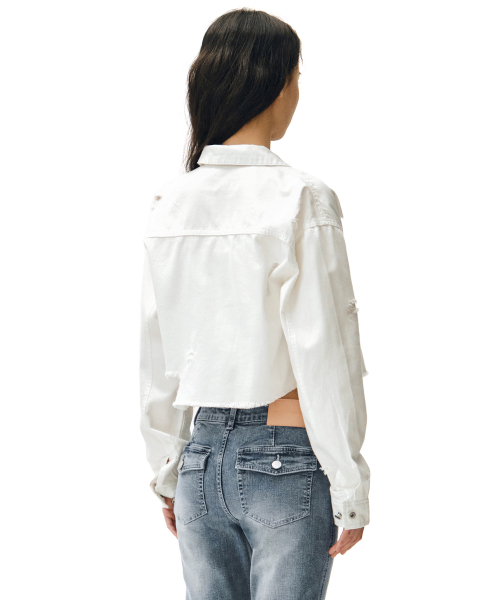 DECET WOMEN(デケット ウーマン)の「Cropped Damage Denim Shirts DCWSH004WHITE(シャツ/ブラウス・レディース・その他・LARGE/SMALL/MEDIUM)」の10枚目の写真