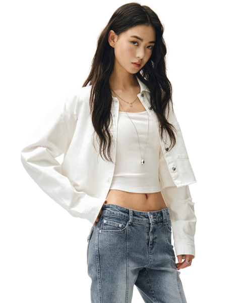 DECET WOMEN(デケット ウーマン)の「Cropped Damage Denim Shirts DCWSH004WHITE(シャツ/ブラウス・レディース・その他・LARGE/SMALL/MEDIUM)」の8枚目の写真