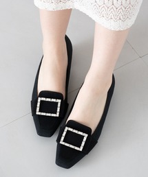 JELLY BEANS（ジェリービーンズ）の「スクエアビジューバックルローファーパンプス(125-61138)JELLY BEANS(ジェリービーンズ)（パンプス）」