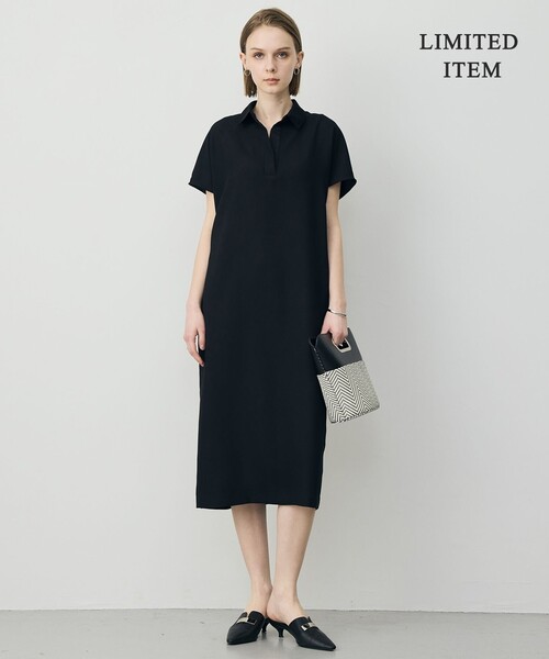 ICB(アイシービー)の「FluidBackSatin ニット衿シャツワンピース(ワンピース・レディース・ネイビー系/ブラック系/グレー系・46/44/42)」の5枚目の写真