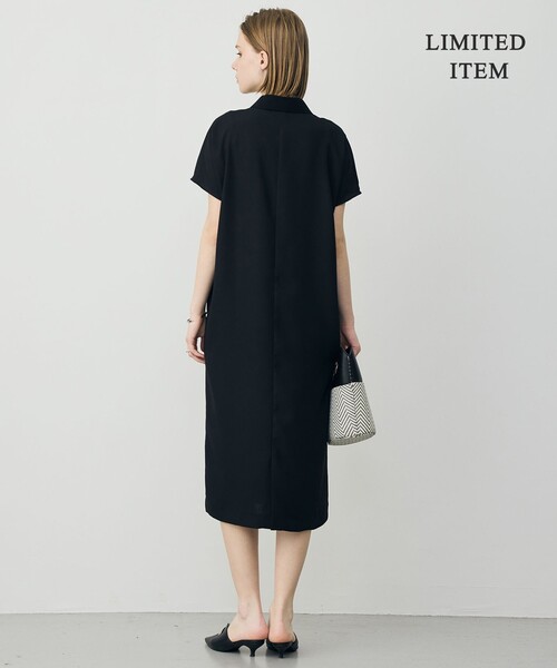 ICB(アイシービー)の「FluidBackSatin ニット衿シャツワンピース(ワンピース・レディース・ネイビー系/ブラック系/グレー系・46/44/42)」の6枚目の写真