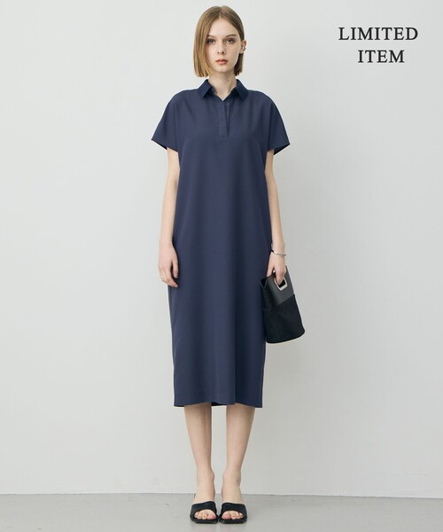 ICB(アイシービー)の「FluidBackSatin ニット衿シャツワンピース(ワンピース・レディース・ネイビー系/ブラック系/グレー系・46/44/42)」の7枚目の写真