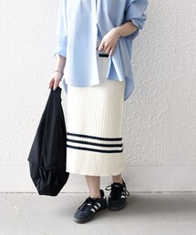 SHIPS any | SHIPS any:〈手洗い可能〉バスケット編み 配色 ライン タイト スカート(スカート)