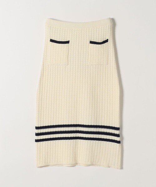 SHIPS any（シップス エニィ）の「SHIPS any:〈手洗い可能〉バスケット編み 配色 ライン タイト スカート（スカート・レディース・オフホワイト/ブラック・ONE SIZE）」の19枚目の写真