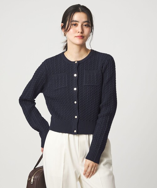 バーバリーブルーレーベル　ブラックケーブルニット カーディガン 中古・古着通販】BURBERRY BLUE LABEL (バーバリー ブルー レーベル