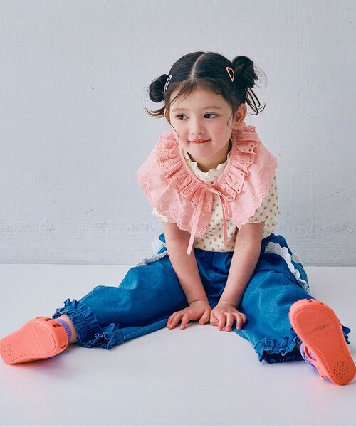 p.premier（ピードットプルミエ）の「レースつけ衿&メロウ針抜きTシャツセット（Tシャツ/カットソー・キッズ・オフホワイト/ピンク/レッド・80/90/100/110/120/130/140）」の13枚目の写真