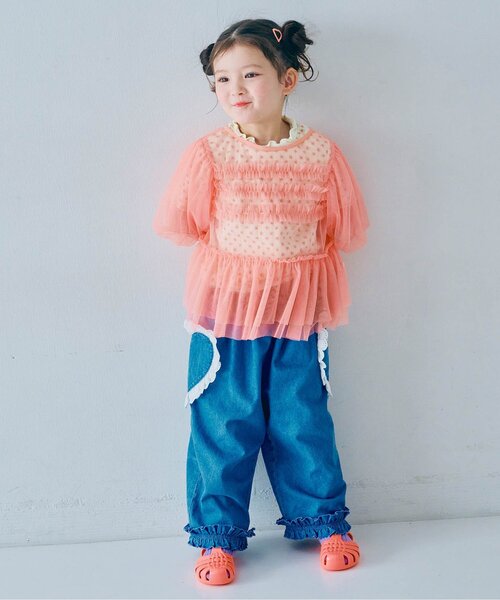 p.premier（ピードットプルミエ）の「レースつけ衿&メロウ針抜きTシャツセット（Tシャツ/カットソー・キッズ・オフホワイト/ピンク/レッド・80/90/100/110/120/130/140）」の14枚目の写真